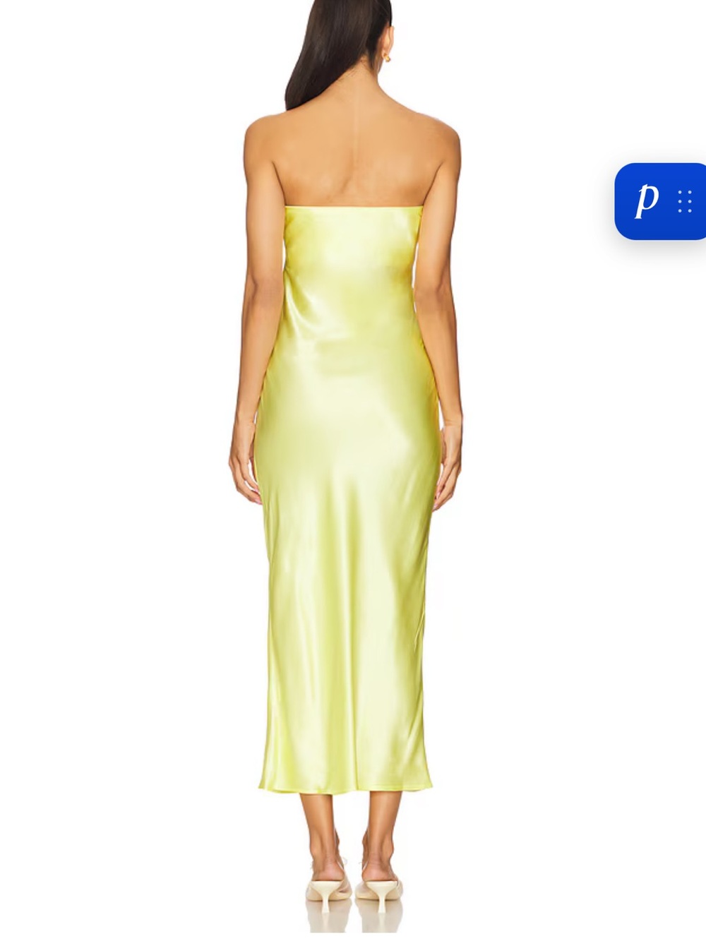 REVOLVE Strapless Satin Slip Dress in Lime - Picture 2 of 2